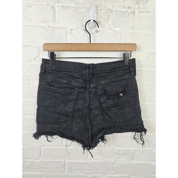Vervet Women's Mid Rise Distressed Denim Cutt-Off Shorts Black Size Large - Picture 2 of 4